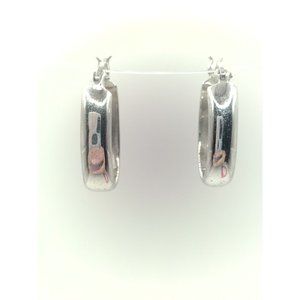 Sterling Silver 925 Wide Elongated Hoop Earrings